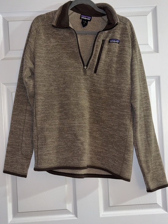 Patagonia Sweaters - Patagonia Unisex Quarter-Zip Fleece Pullover - Taupe Brown